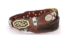 Load image into Gallery viewer, Concho Belt- #111 Gold Oval Concho & Silver Triangular Concho