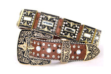Cargar imagen en el visor de la galería, Rhinestone Belt - #5051 Longhorn Buckle w Double Longhorn