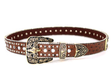 Cargar imagen en el visor de la galería, Rhinestone Belt - #5051 Longhorn Buckle w Double Longhorn