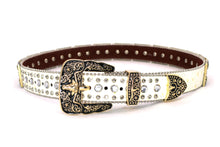 Cargar imagen en el visor de la galería, Rhinestone Belt - #5051 Longhorn Buckle w Double Longhorn