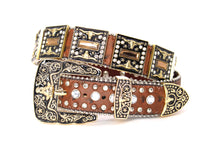 Cargar imagen en el visor de la galería, Rhinestone Belt - #5051 Longhorn Buckle w Double Longhorn