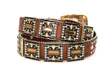 Cargar imagen en el visor de la galería, Rhinestone Belt - #5051 Longhorn Buckle w Double Longhorn