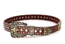 Cargar imagen en el visor de la galería, Rhinestone Belt - #5051 Longhorn Buckle w Double Longhorn