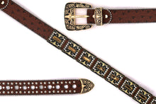 Cargar imagen en el visor de la galería, Rhinestone Belt - #5051 Longhorn Buckle w Double Longhorn