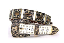 Cargar imagen en el visor de la galería, Rhinestone Belt - #5051 Longhorn Buckle w Double Longhorn