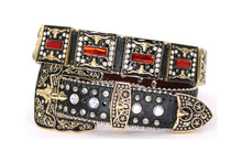Cargar imagen en el visor de la galería, Rhinestone Belt - #5051 Longhorn Buckle w Double Longhorn
