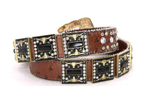 Cargar imagen en el visor de la galería, Rhinestone Belt - #5051 Longhorn Buckle w Double Longhorn