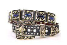 Cargar imagen en el visor de la galería, Rhinestone Belt - #5051 Longhorn Buckle w Double Longhorn