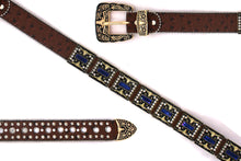 Cargar imagen en el visor de la galería, Rhinestone Belt - #5051 Longhorn Buckle w Double Longhorn