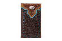 Load image into Gallery viewer, Long Wallet-#605 Genuine Off White or Turquoise Accent w Silver Concho