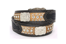 Load image into Gallery viewer, Cowhair Belt- #704 Chrome Concho & Acrylic Stones