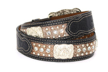 Load image into Gallery viewer, Cowhair Belt- #704 Chrome Concho & Acrylic Stones