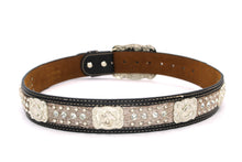 Load image into Gallery viewer, Cowhair Belt- #704 Chrome Concho & Acrylic Stones