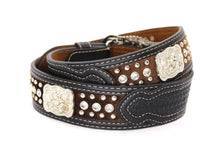 Load image into Gallery viewer, Cowhair Belt- #704 Chrome Concho & Acrylic Stones