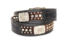Load image into Gallery viewer, Cowhair Belt- #704 Chrome Concho & Acrylic Stones