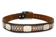 Load image into Gallery viewer, Cowhair Belt- #704 Chrome Concho & Acrylic Stones