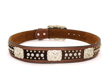 Load image into Gallery viewer, Cowhair Belt- #704 Chrome Concho & Acrylic Stones