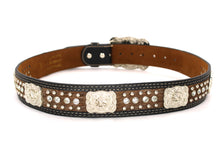 Load image into Gallery viewer, Cowhair Belt- #704 Chrome Concho & Acrylic Stones