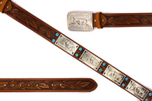 Load image into Gallery viewer, Concho Belt- #801 Silver Concho & Colorful Rhinestone