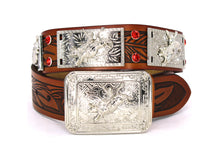 Load image into Gallery viewer, Concho Belt- #801 Silver Concho & Colorful Rhinestone