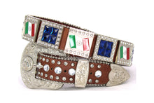 Cargar imagen en el visor de la galería, Rhinestone Belt - #8061 Mexican Flag