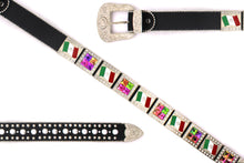 Cargar imagen en el visor de la galería, Rhinestone Belt - #8061 Mexican Flag