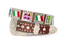 Cargar imagen en el visor de la galería, Rhinestone Belt - #8061 Mexican Flag