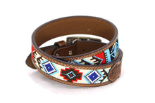 Load image into Gallery viewer, Embroidery Belt- Western Leather Belt with Silver Buckle & Handcrafted Beaded Design – Rodeo Style
