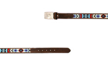 Load image into Gallery viewer, Embroidery Belt- Western Leather Belt with Silver Buckle & Handcrafted Beaded Design – Rodeo Style