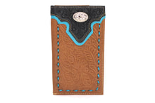Load image into Gallery viewer, Long Wallet-#605 Genuine Off White or Turquoise Accent w Silver Concho