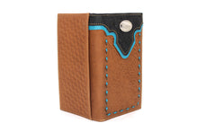 Load image into Gallery viewer, Long Wallet-#605 Genuine Off White or Turquoise Accent w Silver Concho