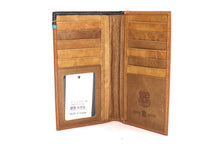 Load image into Gallery viewer, Long Wallet-#605 Genuine Off White or Turquoise Accent w Silver Concho