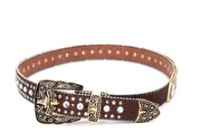 Cargar imagen en el visor de la galería, Rhinestone Belt- #002 Longhorn Buckle w Cross Buckle & Rhinestone