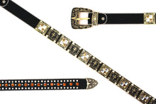 Cargar imagen en el visor de la galería, Rhinestone Belt- #002 Longhorn Buckle w Cross Buckle & Rhinestone