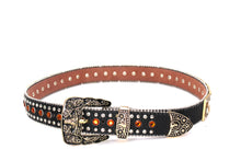 Cargar imagen en el visor de la galería, Rhinestone Belt- #002 Longhorn Buckle w Cross Buckle & Rhinestone