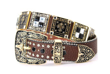 Cargar imagen en el visor de la galería, Rhinestone Belt- #002 Longhorn Buckle w Cross Buckle & Rhinestone