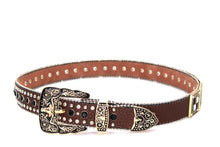 Cargar imagen en el visor de la galería, Rhinestone Belt- #002 Longhorn Buckle w Cross Buckle & Rhinestone