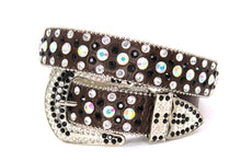 Cargar imagen en el visor de la galería, Rhinestone Belt- #001 002 004 Bling Rhinestone Unisex Leather Belt