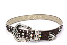Cargar imagen en el visor de la galería, Rhinestone Belt- #001 002 004 Bling Rhinestone Unisex Leather Belt