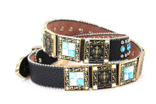 Cargar imagen en el visor de la galería, Rhinestone Belt- #002 Longhorn Buckle w Cross Buckle & Rhinestone