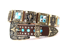 Cargar imagen en el visor de la galería, Rhinestone Belt- #002 Longhorn Buckle w Cross Buckle & Rhinestone