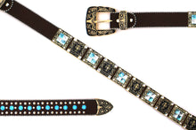 Cargar imagen en el visor de la galería, Rhinestone Belt- #002 Longhorn Buckle w Cross Buckle & Rhinestone