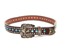 Cargar imagen en el visor de la galería, Rhinestone Belt- #002 Longhorn Buckle w Cross Buckle & Rhinestone