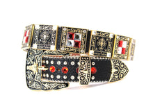 Cargar imagen en el visor de la galería, Rhinestone Belt- #002 Longhorn Buckle w Cross Buckle & Rhinestone