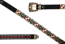 Cargar imagen en el visor de la galería, Rhinestone Belt- #002 Longhorn Buckle w Cross Buckle & Rhinestone