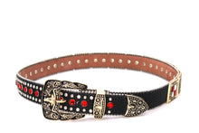 Cargar imagen en el visor de la galería, Rhinestone Belt- #002 Longhorn Buckle w Cross Buckle & Rhinestone