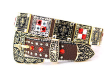 Cargar imagen en el visor de la galería, Rhinestone Belt- #002 Longhorn Buckle w Cross Buckle & Rhinestone