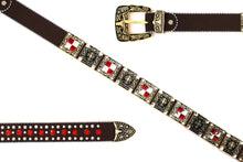 Cargar imagen en el visor de la galería, Rhinestone Belt- #002 Longhorn Buckle w Cross Buckle & Rhinestone