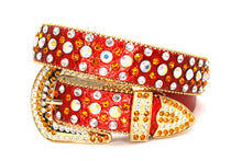 Cargar imagen en el visor de la galería, Rhinestone Belt- #001 002 004 Bling Rhinestone Unisex Leather Belt