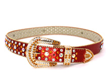 Cargar imagen en el visor de la galería, Rhinestone Belt- #001 002 004 Bling Rhinestone Unisex Leather Belt